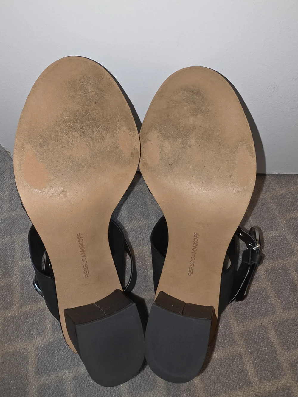 Rebecca Minkoff Black And Silver Ankle Buckle Heels